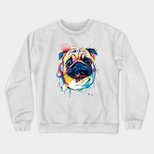 Bright Rainbow Pug Crewneck Sweatshirt